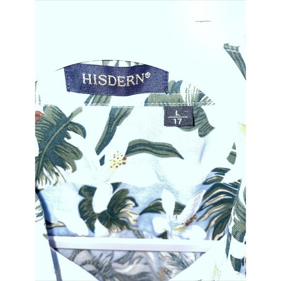 Hisdern Hawaiian Shirt Men’s Size Large Blue Floral Button Up Short Sleeve - Picture 2 of 12